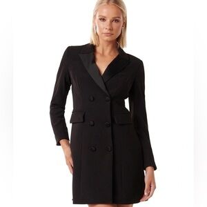 Imperial Milano Tuxedo Blazer Dress – Double Breasted Satin Lapel